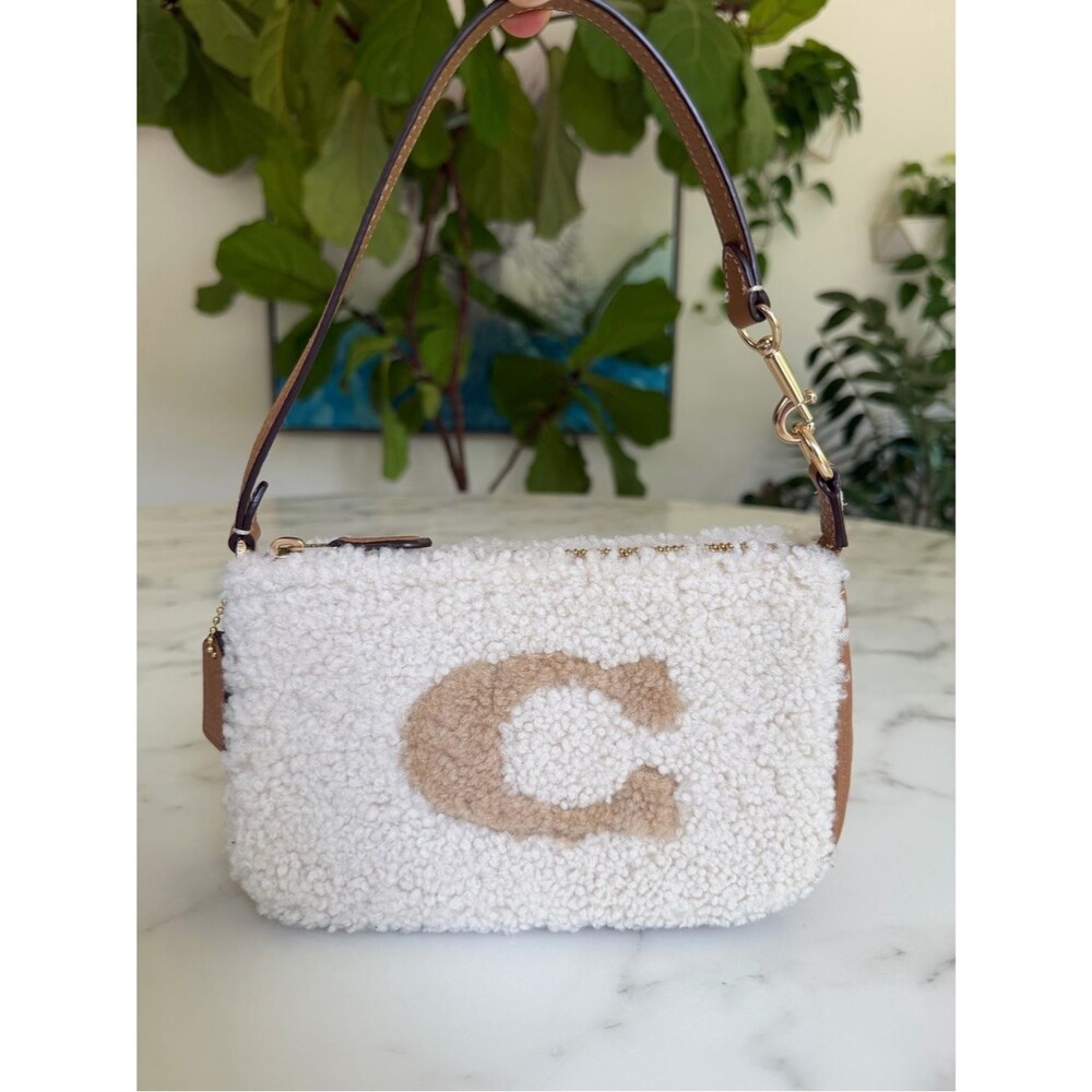COACH Nolita 19 In Shearling & Leather With Coach Motif Natural CE691 Mini Bag